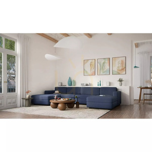 Modulárna pohovka GRACIA – v tvare písmena U, 180 x 340 x 180 cm – tmavomodrá pohovka City small 6