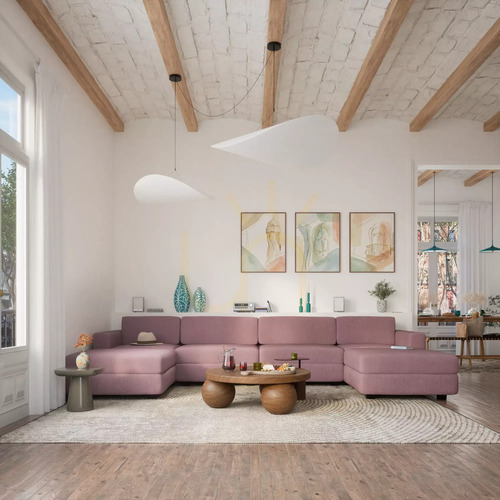 Skontrolujte Modulárna pohovka GRACIA – v tvare písmena U, 180 x 360 x 180 cm – jemne ružová, City Sofa