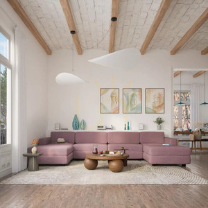 Modulárna pohovka GRACIA – v tvare písmena U, 180 x 360 x 180 cm – jemne ružová, City Sofa small 1