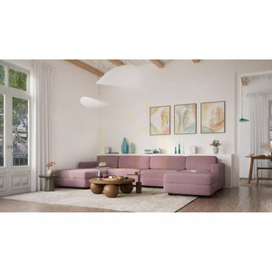 Modulárna pohovka GRACIA – v tvare písmena U, 180 x 360 x 180 cm – jemne ružová, City Sofa small 6