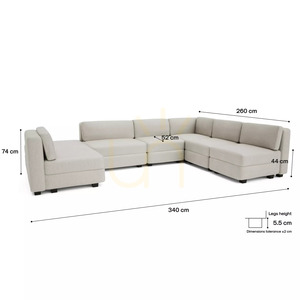 Modulárna pohovka GRACIA – v tvare písmena U, 160 x 340 x 230 cm – krémovo-béžová pohovka City small 4