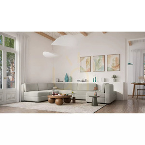 Modulárna pohovka GRACIA – v tvare písmena U, 160 x 340 x 230 cm – béžovo-sivá pohovka City small 6