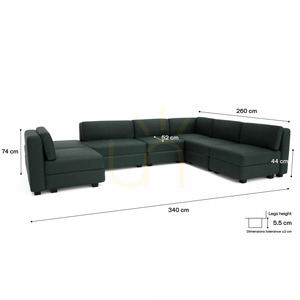 Modulárna pohovka GRACIA – v tvare písmena U, 160 x 340 x 230 cm – Green City Sofa small 4