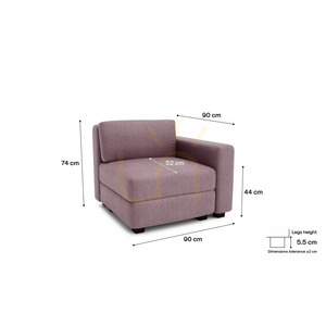 Modulárna pohovka GRACIA – krajný modul – farba tlmená ružová od City Sofa small 4
