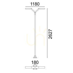 Dvojramenná záhradná LED lucerna Trysil 1000BC 263 cm, čierna s medenou patinou, NORLYS small 3