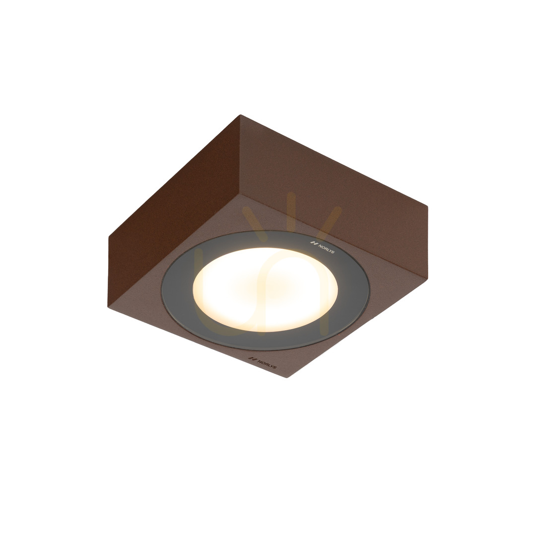 Hitra 2460CS Rust-Colored Outdoor Ceiling Light with LED, NORLYS