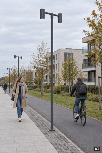 Skontrolujte Dvojramenné stĺpové svietidlo NORLYS Mora 6467GR grafitové RAL 7016, LED 33,5 W 4000 K, DALI2 (bez stĺpa)