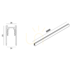 GBIN13 Úzka magnetická lišta, 3 m, čierna, Gea Luce small 1