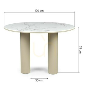 Jedálenský stôl BEJRO, 120 cm, okrúhly, tmavo béžový, mramor Nova Nook small 4