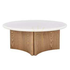 Konferenčný stolík ARLOM, 80 cm, krémovo-biely/dub, Nova Nook Microcement small 2