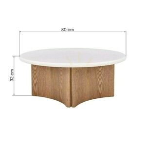 Konferenčný stolík ARLOM, 80 cm, krémovo-biely/dub, Nova Nook Microcement small 3