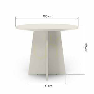Kruhový jedálenský stôl ERLO, priemer 100 cm, farba Nova Nook „cashmere“ small 2