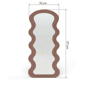 Dekoratívne nástenné zrkadlo SELLEG v drevenom ráme, 177 x 75 cm, vlnitý, organický tvar, farba „mocha mousse“ od Nova Nook small 5