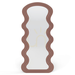 Dekoratívne nástenné zrkadlo SELLEG v drevenom ráme, 177 x 75 cm, vlnitý, organický tvar, farba „mocha mousse“ od Nova Nook small 0