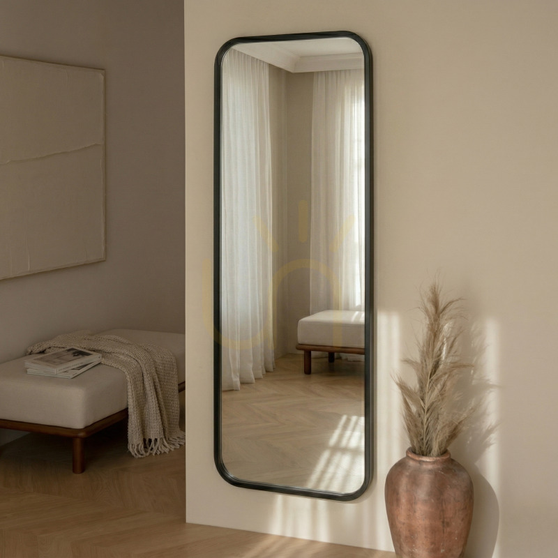 vyhliadka Nástenné zrkadlo SIMPLE II v drevenom ráme, 60 x 160 cm, obdĺžnikové so zaoblenými hranami, čierne, Nova Nook Nástenné zrkadlo SIMPLE II v drevenom ráme, 60 x 160 cm, obdĺžnikové so zaoblenými hranami, čierne, Nova Nook