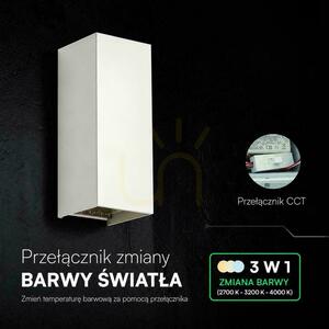 Nástenné svietidlo V-TAC 10 W LED COB, biele, IP65, nastavenie farebnej teploty (CCT), VT-120112-W, 2700 K – 3200 K – 4000 K, 1250 lm small 1