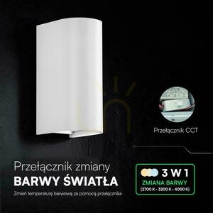 Nástenné svietidlo V-TAC 10 W LED COB, biele, IP65, nastaviteľná farebná teplota (VT-120113), 2700 K – 3200 K – 4000 K, 1250 lm small 1