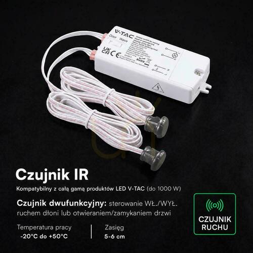 Skontrolujte Senzor pohybu ruky s káblom, Max. 1000 W LED, dva senzory, V-TAC VT-8159-2, 5-ročná záruka