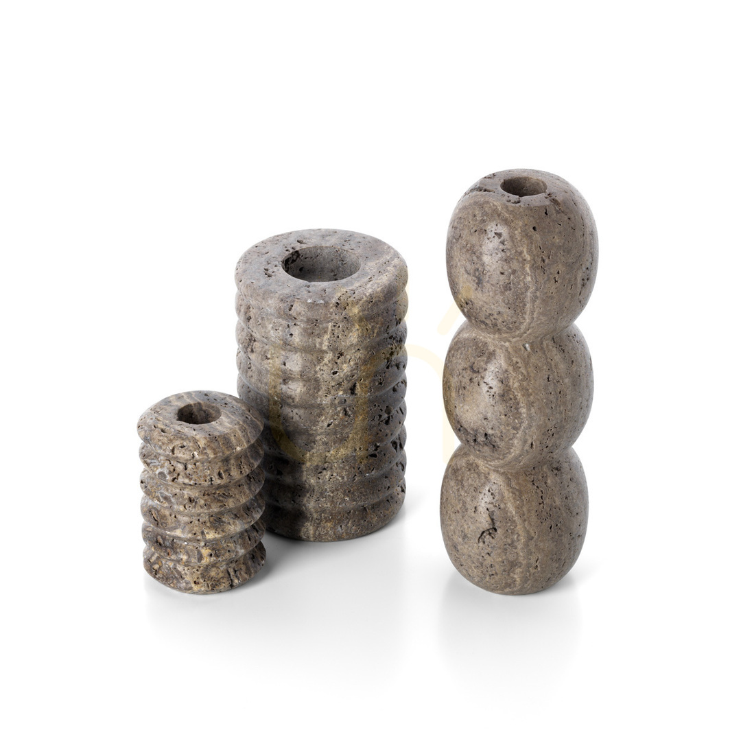 Náhľad Svietnik BAZAR BIZAR Travertine Totem sivý kameň L Svietnik BAZAR BIZAR Travertine Totem sivý kameň L