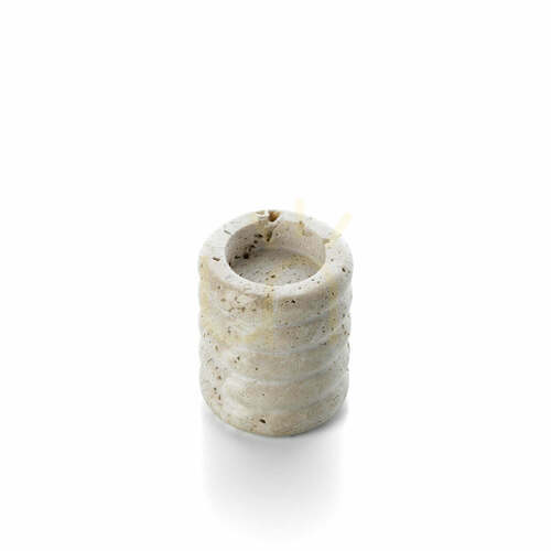 Skontrolujte Svietnik na čajovú sviečku Bazar Bizar Travertine Ripple S, béžový travertín, 6,3 × 6,3 × 7,5 cm