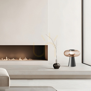 Stolná LED lampa Zambelis 25276, čierna s jantárovým sklom, 35 cm, 18 W, 3000 K, dotykové stmievanie small 1