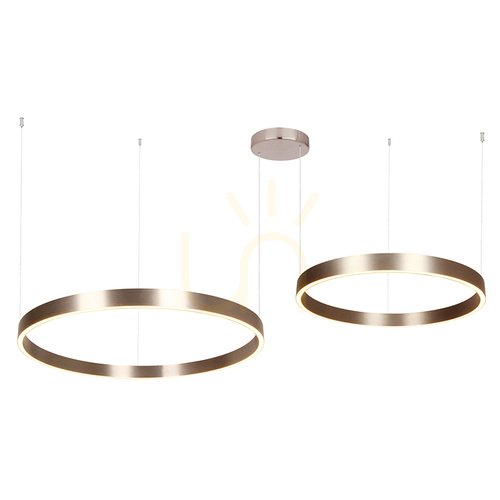 Skontrolujte Závesné LED svietidlo ZAMBELIS dva kruhy 60 a 80 cm brúsený kávový odtieň 118 W 3000 K 25374