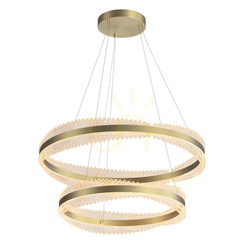 Skontrolujte Závesné LED svietidlo Zambelis 25413, dva kruhy 80 a 60 cm, brúsené zlato