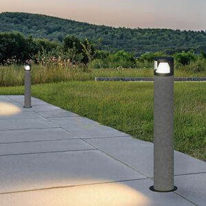 Vonkajšie LED svietidlo typu „bollard“ 10 W, 3000 K, prírodný betón – čierny kov – difúzor z PC, IP65, ZAMBELIS small 0