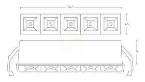 Zápustná mriežková bodová LED lampa 11 W, 3000 K, pieskovo čierna, ZAMBELIS small 1