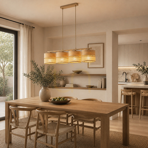 Závesné svietidlo Dorma Wood Juta 4 × E27 small 3