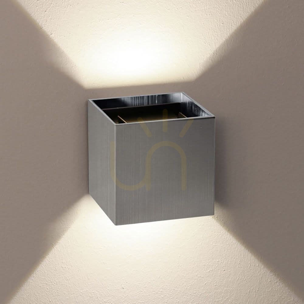 s.luce Ixa LED Wall Light Silver 10 cm Square IP44 Warm White