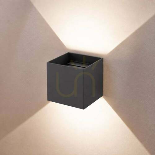 Skontrolujte LED nástenné svietidlo s.luce Ixa antracit IP44 2x3 W 3000 K квадратное
