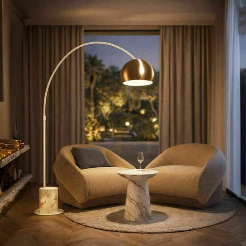 Skontrolujte Podlahová oblúková lampa s.luce Ball biela mramorová E27 220 cm