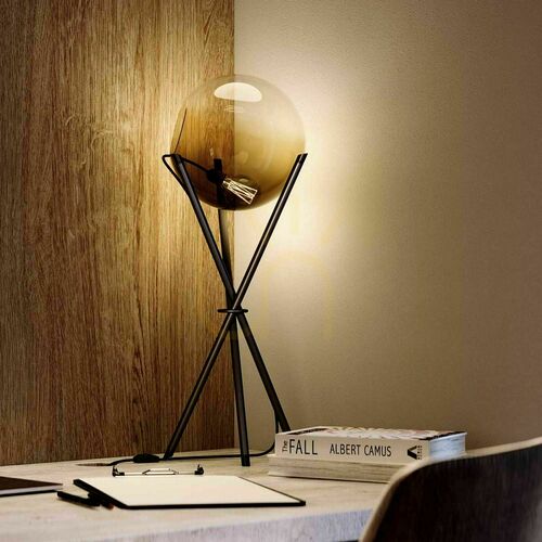 Skontrolujte Stolová lampa s.luce Orb Axis, číre čierne sklo, E27, 20 cm