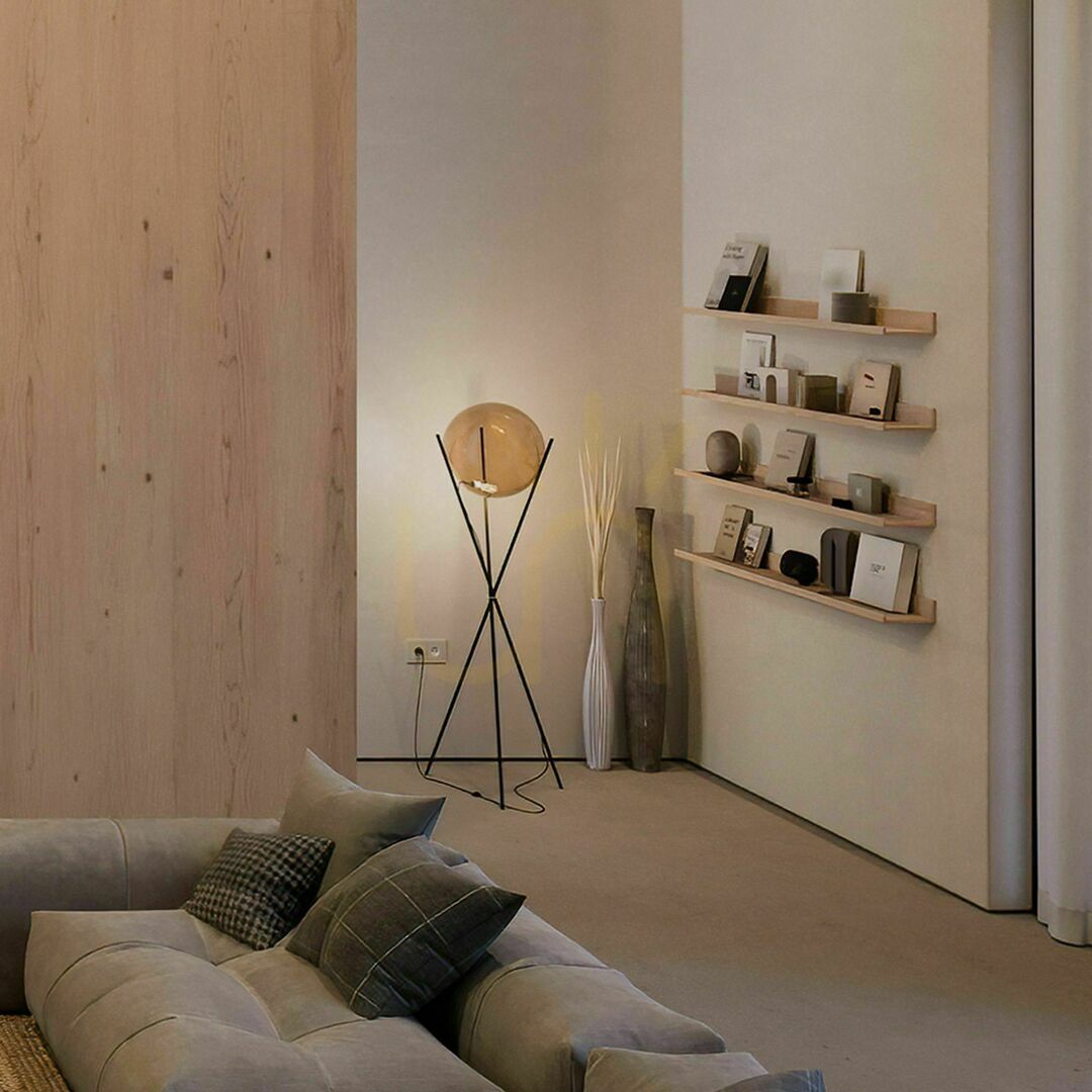 Šou Stojanová lampa s.luce Orb Axis meď sklo 160 cm Stojanová lampa s.luce Orb Axis meď sklo 160 cm