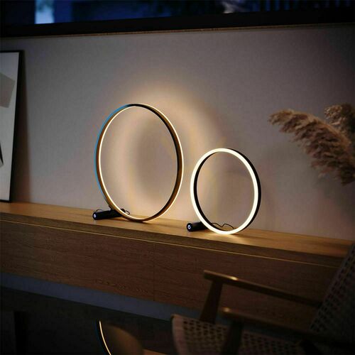 Skontrolujte Stolná LED lampa s.luce Ring čierna/hliníková Ø 40 cm, dotykový stmievač 177739