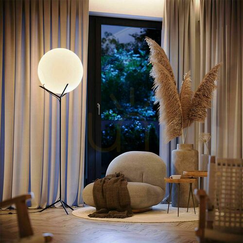 Skontrolujte Stojacia lampa s.luce Orb Poseidon zo skla, priehľadná, 170 cm