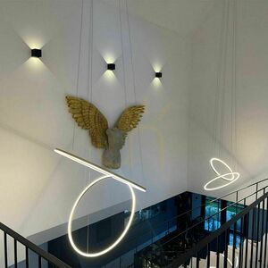 Závesné svietidlo s.luce Ring LED čierne 2 svetlá stmievač 3000 K small 5