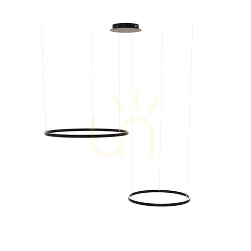 Skontrolujte Závesné LED svietidlo s.luce Ring 2 kruhy mimostredné čierne 80/60 cm 3000 K stmievateľné