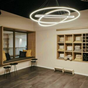 LED luster s.luce Ring, 3 strieborné kruhy, 100/80/60 cm small 2