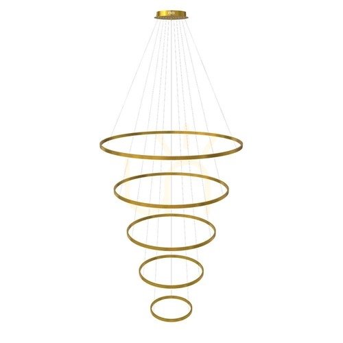 Skontrolujte Luster s.luce Ring LED zlatý 5-kruhový stmievateľný 120 cm