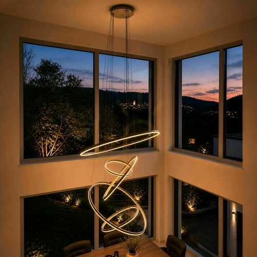 Skontrolujte LED luster s.luce Ring, 5 zlatých kruhov 60–150 cm, 3000 K