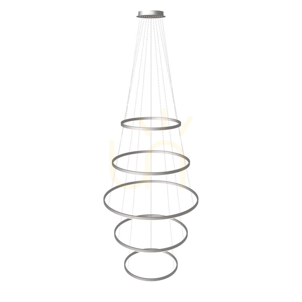 Závěsné LED svítidlo s.luce Ring 5 stříbrné 3000K stmívatelné 60-100 cm