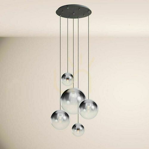 Skontrolujte Závesný luster s.luce Orb, 5 × E27, dymové sklo s prechodom, čierna základňa Ø60 cm