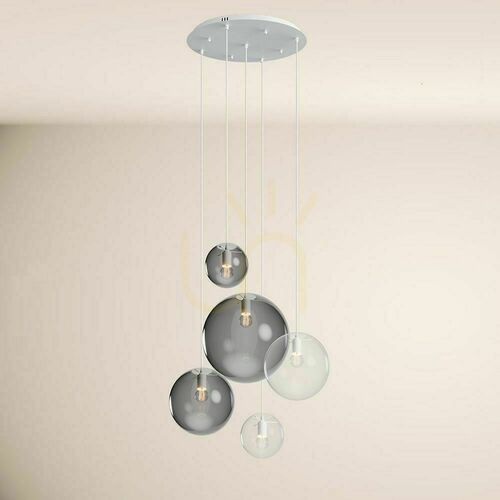 Skontrolujte Luster s.luce Orb dymové sklo 5-ramenný modulárny galerijný lampáš