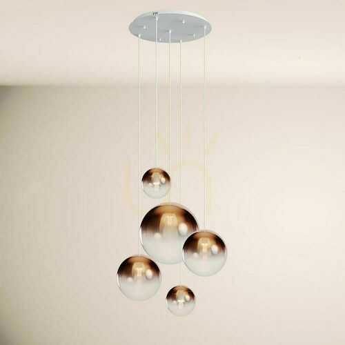 Skontrolujte Luster s.luce Orb medený sklenený moderný 5-ramenný modulárny