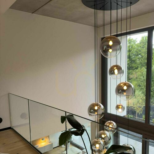 Skontrolujte Luster s.luce Orb čierny sklo kov 8-ramenný modulárny E27 stmievateľný
