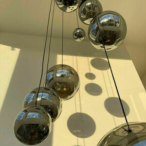 Luster s.luce Orb 12-bodový modulárny, dymové a číre sklo, čierny baldachýn small 8