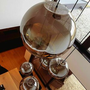 Luster s.luce Orb 12-bodový modulárny, dymové a číre sklo, čierny baldachýn small 9