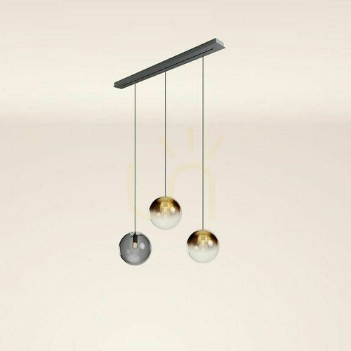 Skontrolujte Závesné svietidlo s.luce Orb 3-bodové zlato-dymové sklo čierna lišta 120 cm Ø30 cm